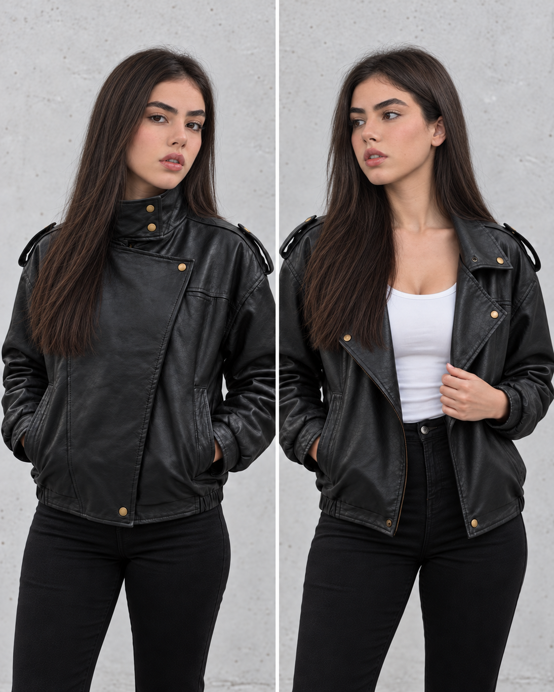 Chaqueta en Cuero - Linea Zara, Two Styles