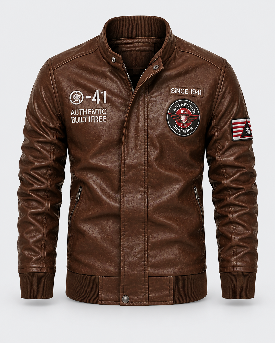 Chaqueta Piloto Aviadora - En Cuero con Bordados Premium