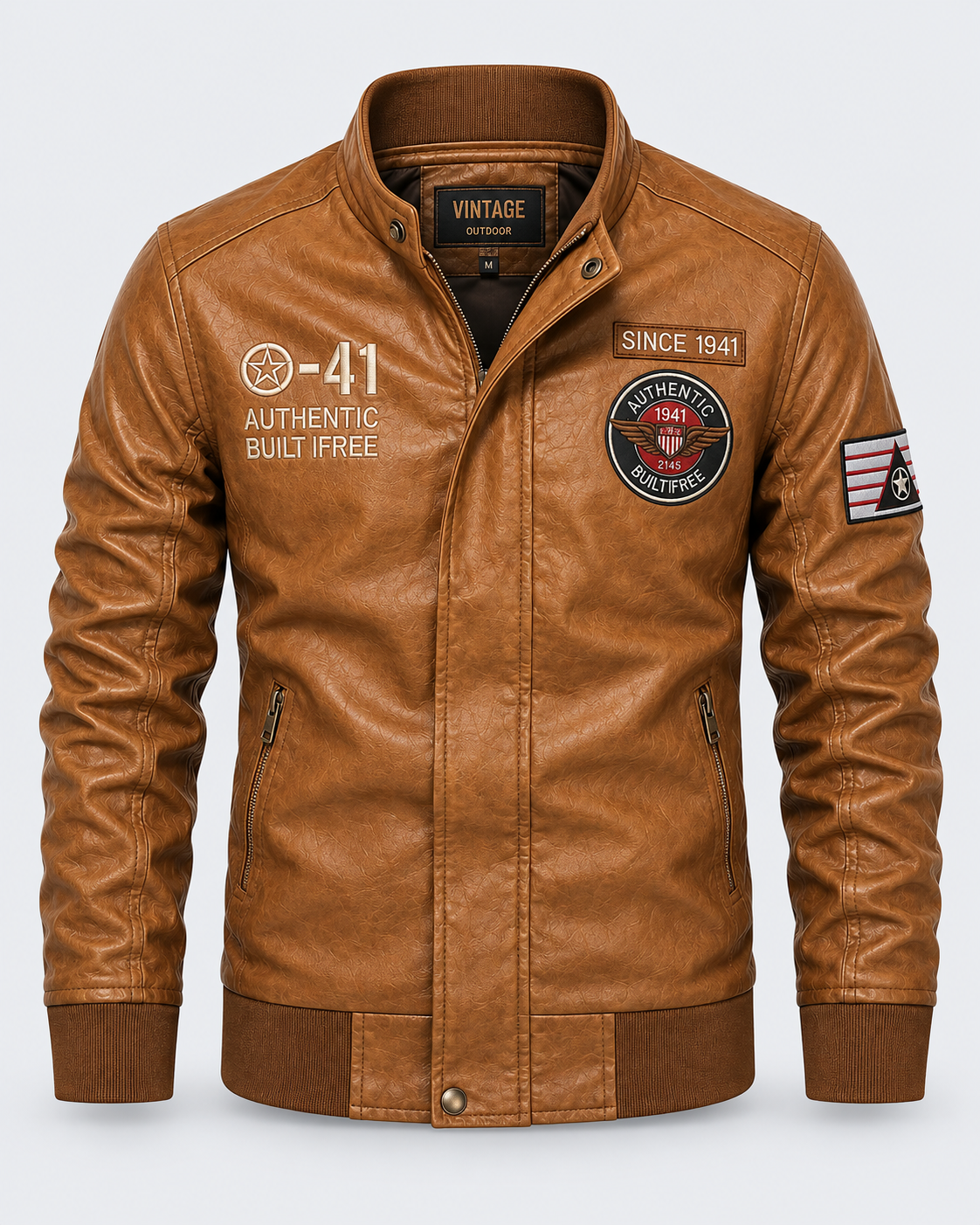 Chaqueta Piloto Aviadora - En Cuero con Bordados Premium