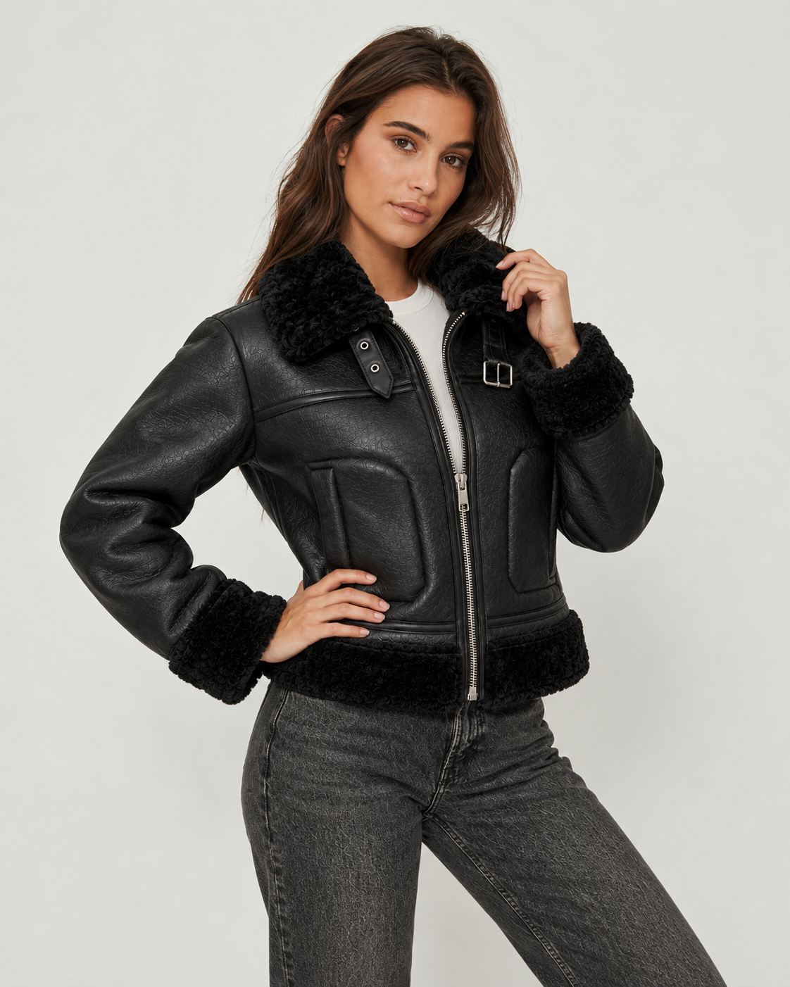 Chaqueta en Cuero Aterciopelado, Interior en Algodon Peruano