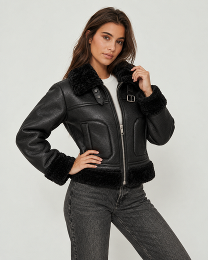 Chaqueta en Cuero Aterciopelado, Interior en Algodon Peruano