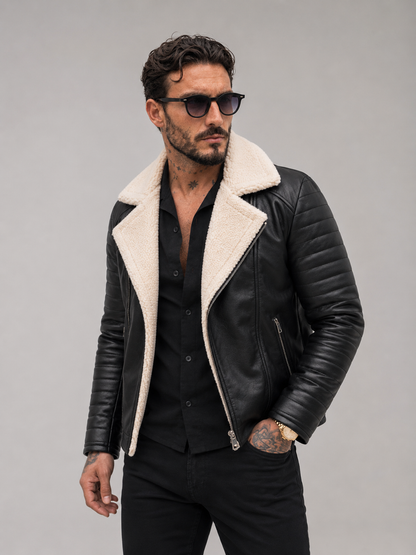 Chaqueta Nordic Premium™ en Cuero con Ovejero en Algodón