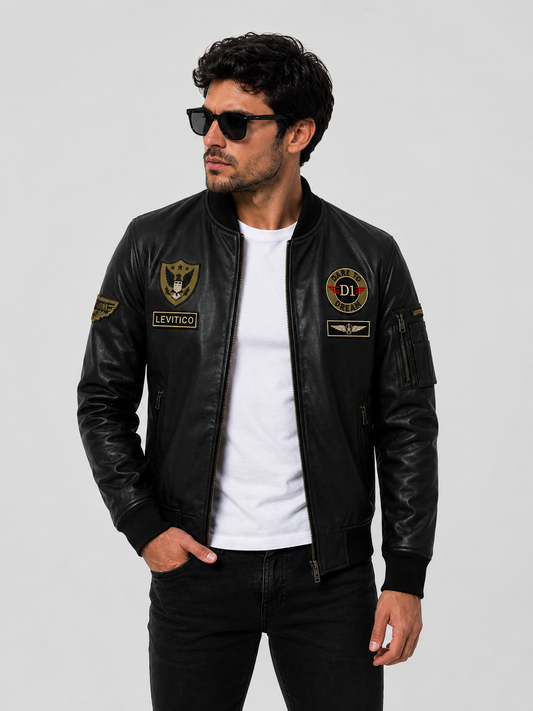 Chaqueta en Cuero Premium - Aviadora Bomber Edición Black