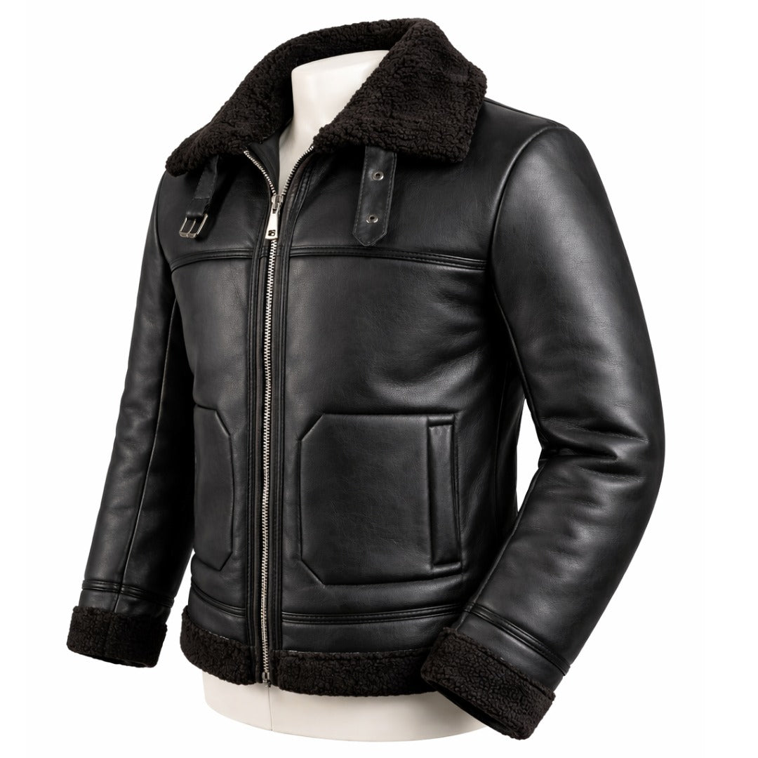 Chaqueta en Cuero con Gamuza  – Interior En Algodón Peruano