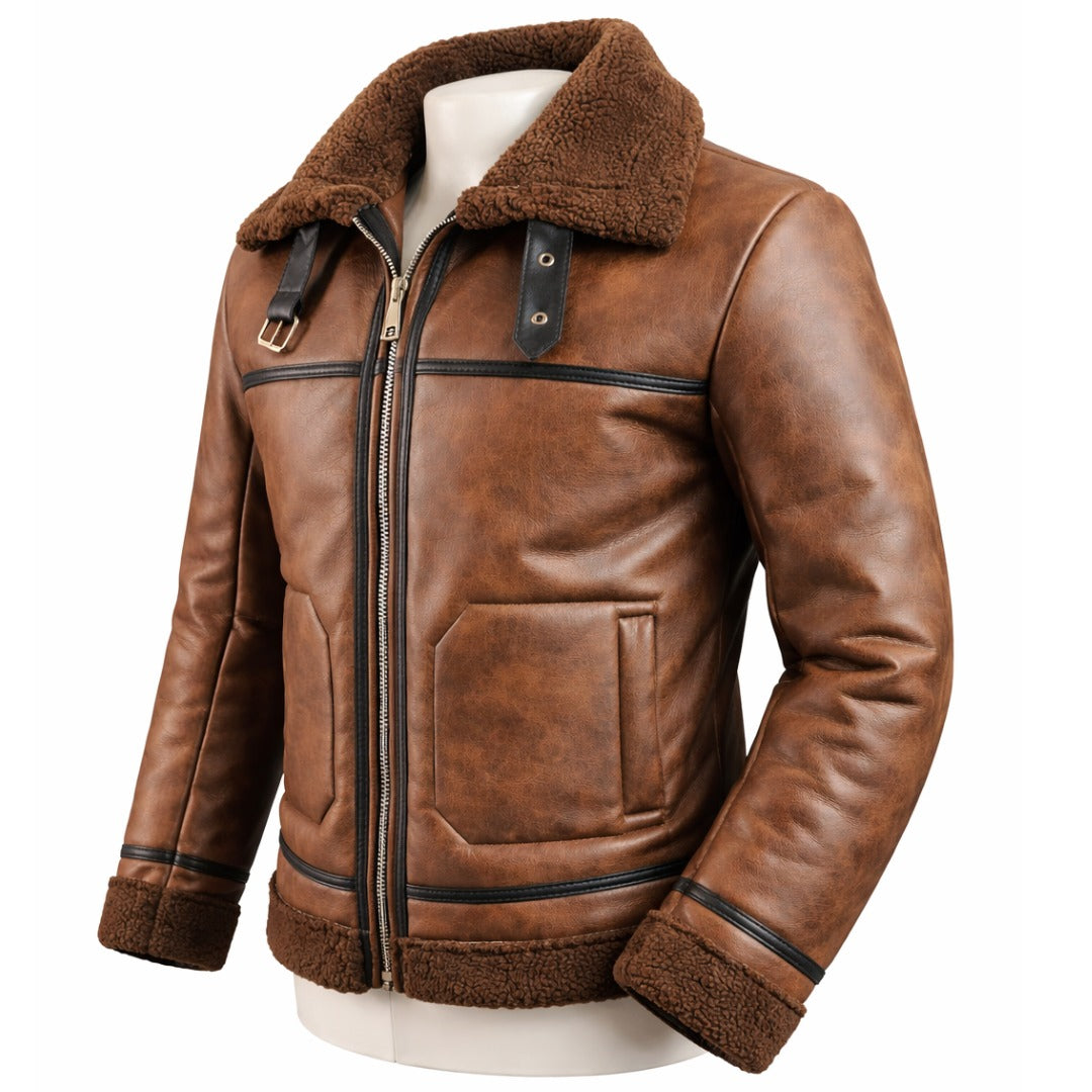 Chaqueta en Cuero con Gamuza  – Interior En Algodón Peruano