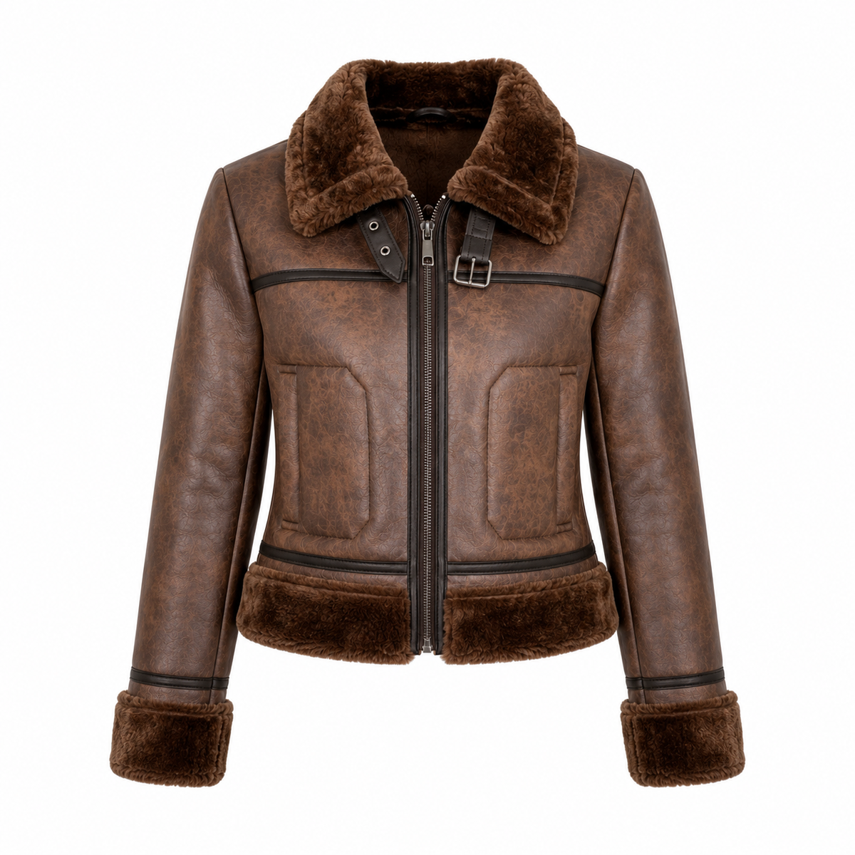 Chaqueta en Cuero Aterciopelado, Interior en Algodon Peruano