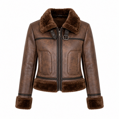 Chaqueta en Cuero Aterciopelado, Interior en Algodon Peruano