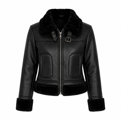 Chaqueta en Cuero Aterciopelado, Interior en Algodon Peruano