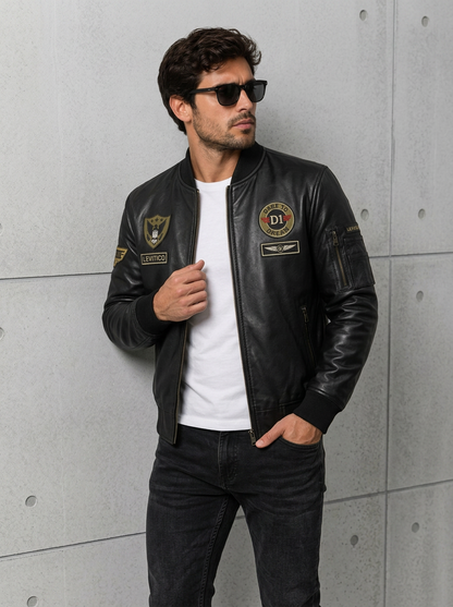 Chaqueta en Cuero Premium - Aviadora Bomber Edición Black
